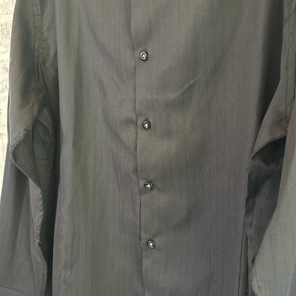 Rosso Milano Italy Men’s Dress Shirt Black L 16.5 L/S Reversible Cuff Button Up - Picture 5 of 10